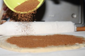 sprinkling on the cinnamon-sugar mix