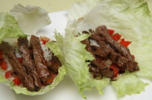 Lettuce 'wraps' in the making, photo by LdV