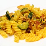 Pasta with saffron, zucchini and sarrano ham, photo by Laurens de Vries of www.laurens.com