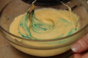 lemon pound cake, colored with gel colors in a zebra pattern, photos by Laurens de Vries of www.laurens.com