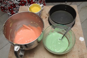 lemon pound cake, colored with gel colors in a zebra pattern, photos by Laurens de Vries of www.laurens.com