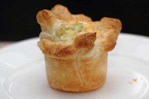 egg with scallion and cheese baked in a puff pastry basket, photo by LdV www.laurens.com