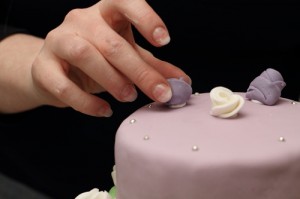 two tiered layered cake, covered and decorated in fondant and royal icing, photos by Laurens de Vries of www.laurens.com