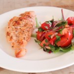 Lightly smoked chicken with a tomato and cilantro salad