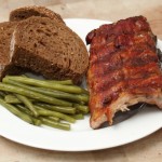 Slow grilled smokey spare ribs