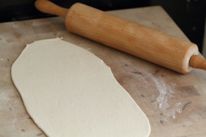 rolled out pici dough