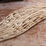 cut and reshaped uncooked pici