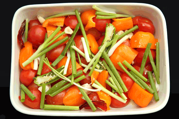 Tomatoes and other veggies before they became sauce