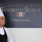 One of the chefs of Teatro alla Scala looking stern at Taste of Milano