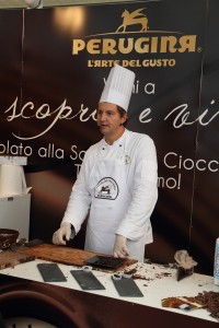 Between tempering and stirring and filling the chocolates, the Perugina chocolatier generously shared his knowledge with me.
