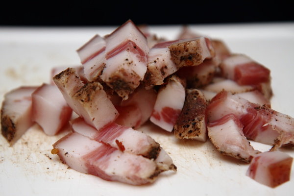 Little strips of guanciale