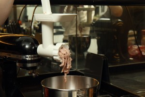 Grind the meat at a setting you like. Do you want chunky sausage, or really fine?